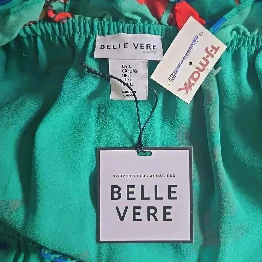 Anthropologie Belle Vere maxi green flower full dress - Picture 7 of 11